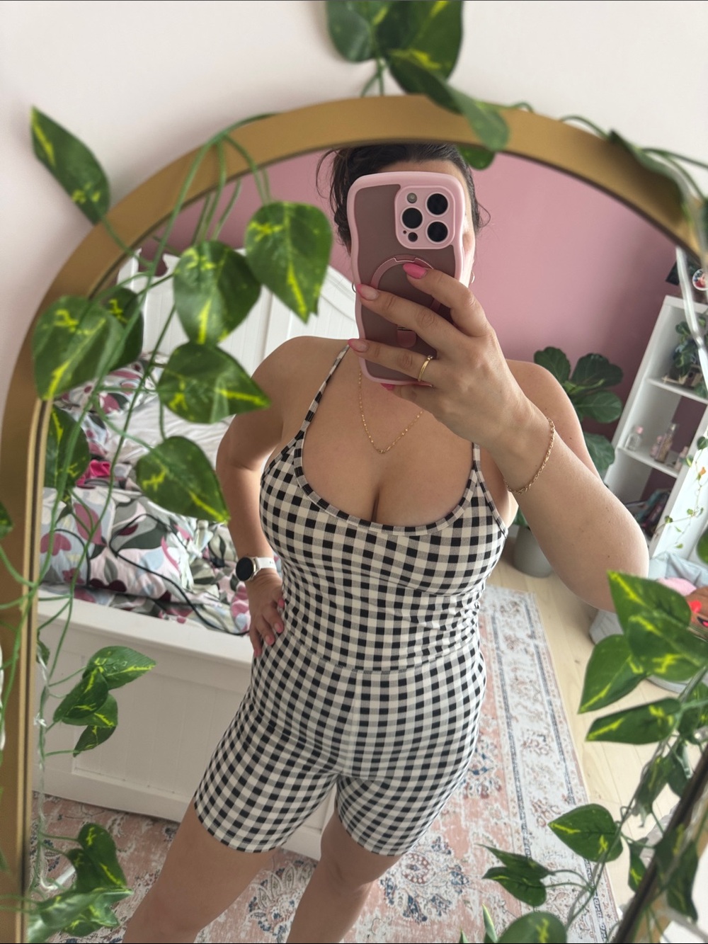 Old Navy Black and White Gingham Sleeveless Jumpsuit Romper